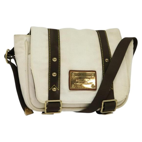 LOUIS VUITTON Antigua Buzas PM Shoulder Bag Canvas White Brown M40042 - Picture 1 of 16